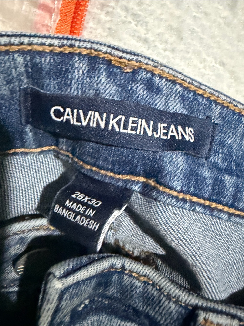 Calvin Klein Jeans Dark Blue Denim Jeans with Contrast Stitching